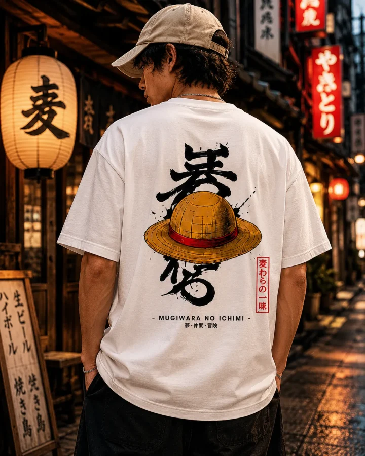 Mugiwara Oversized Tee - Blanc