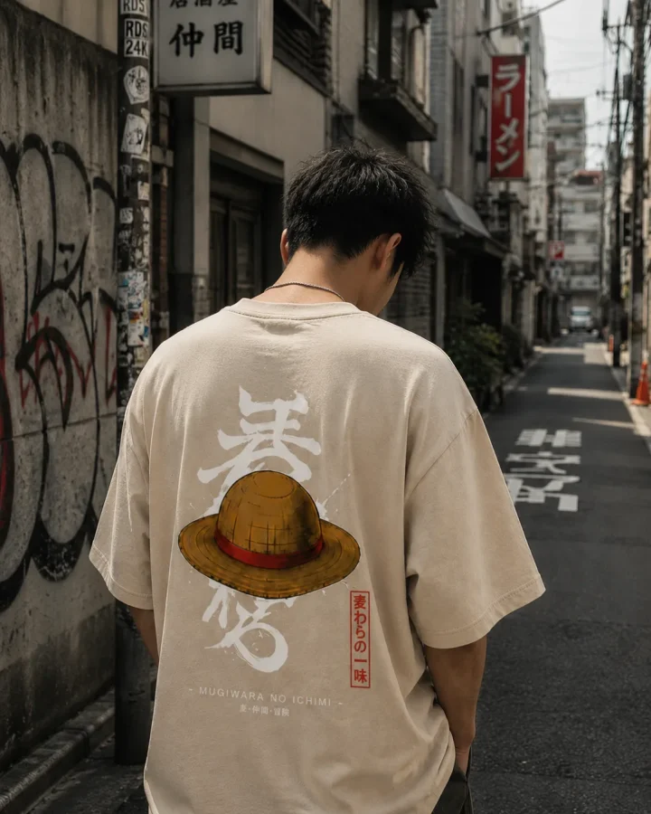 Mugiwara Oversized Tee  - Light Beige